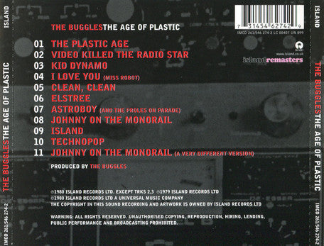 Buggles - The Age of Plastic (2015 Island Masters CD) NM