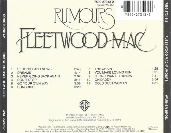 Fleetwood Mac - Rumours (2000 CD) Mint