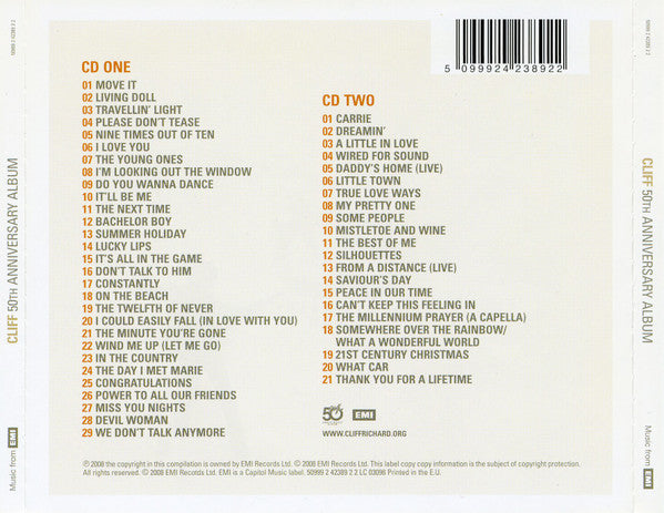 Cliff Richard - Cliff 50th Anniversary Album (2008 DCD) NM