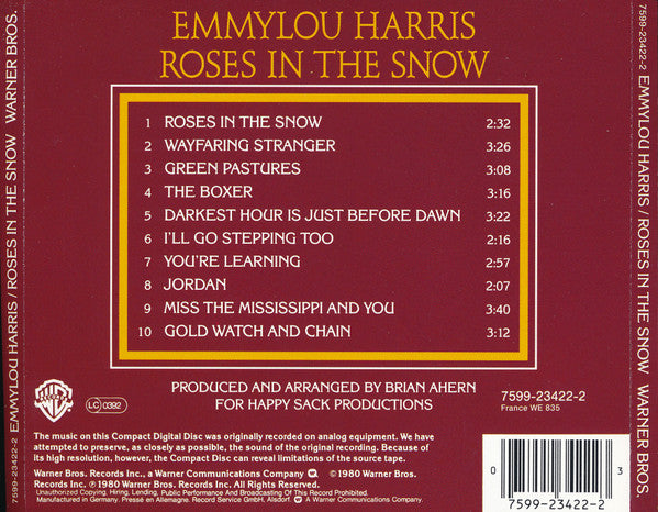 Emmylou Harris - Roses in the Snow (1999 CD) NM