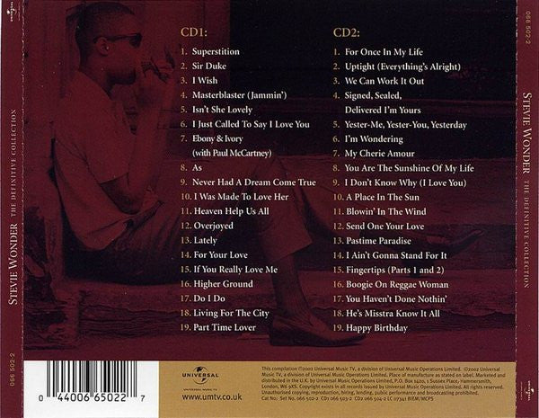 Stevie Wonder - The Definitive Collection (2002 DCD) NM