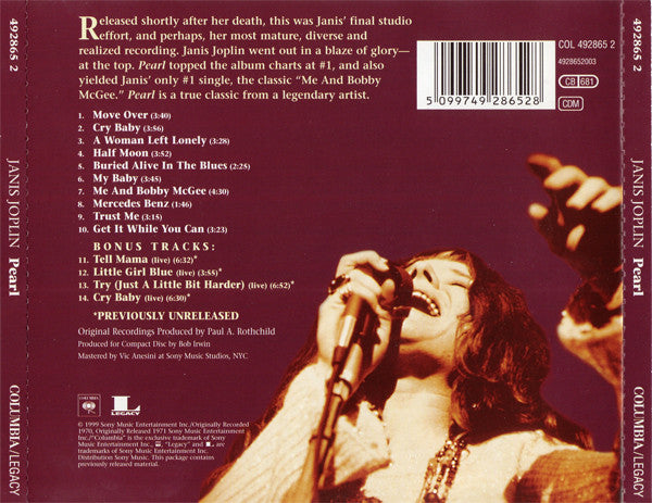 Janis Joplin - Pearl (1999 Remaster CD + bonus) NM