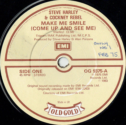 Steve Harley & Cockney Rebel - Make Me Smile / Judy teen (Vinyl 7" Single) VG