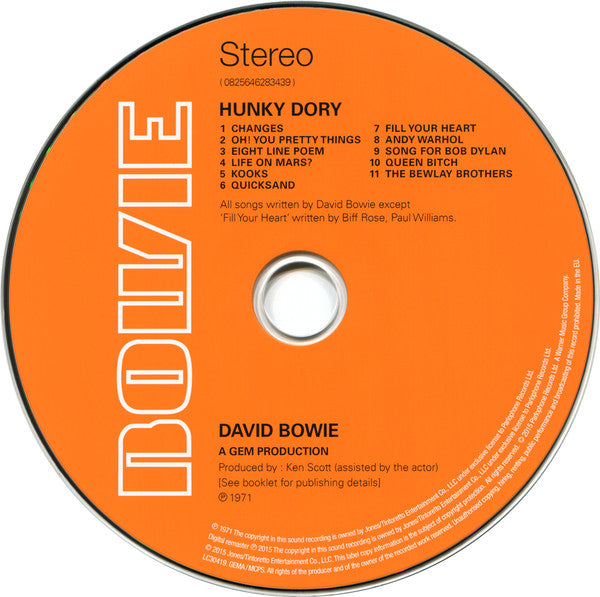 David Bowie - Hunky Dory (2015 Remaster CD) Mint