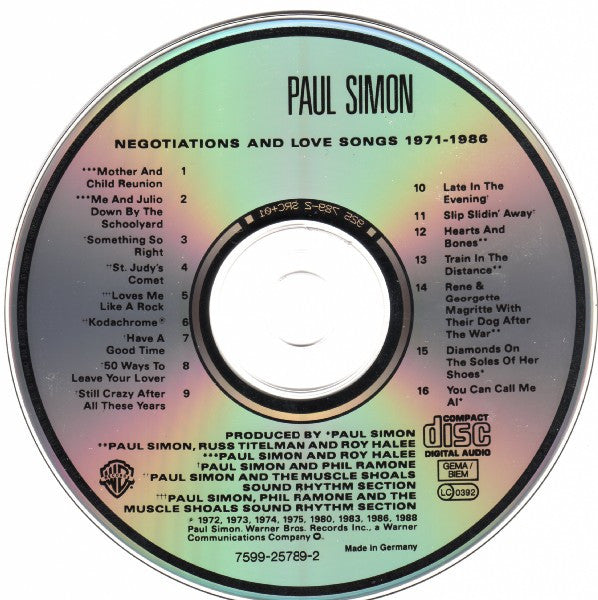 Paul Simon - Negotiations and Love Songs 1971-1986 (1988 CD) NM