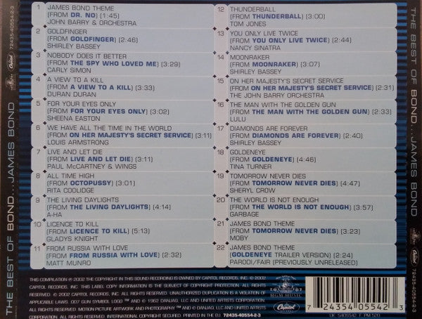 Various - The Best of Bond...James Bond (40th Anniversary CD) VG+