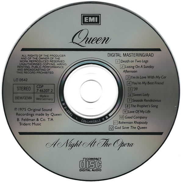 Queen - A Night At The Opera (Original 1986 UK/EU CD) NM