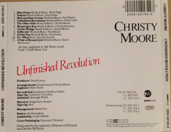 Christy Moore - Unfinished Revolution (1987 CD) Mint
