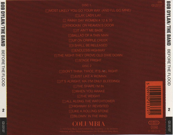 Bob Dylan / The Band - Before the Flood (1991 DCD) NM