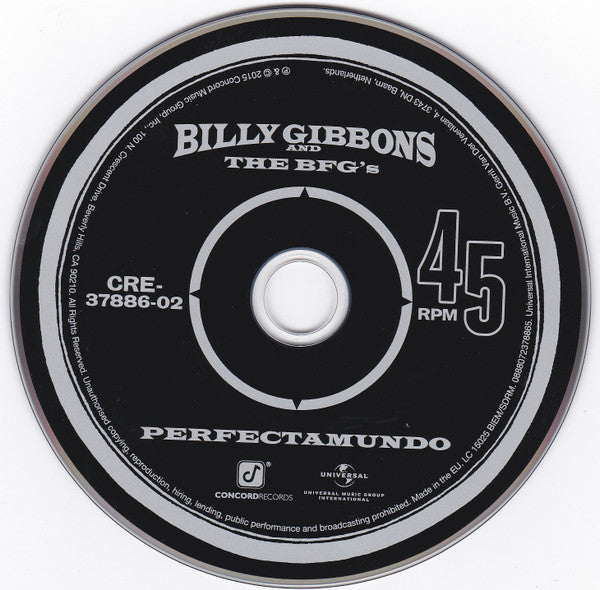 Billy Gibbons and The BFG's - PerfectAmundo (2015 CD) VG+