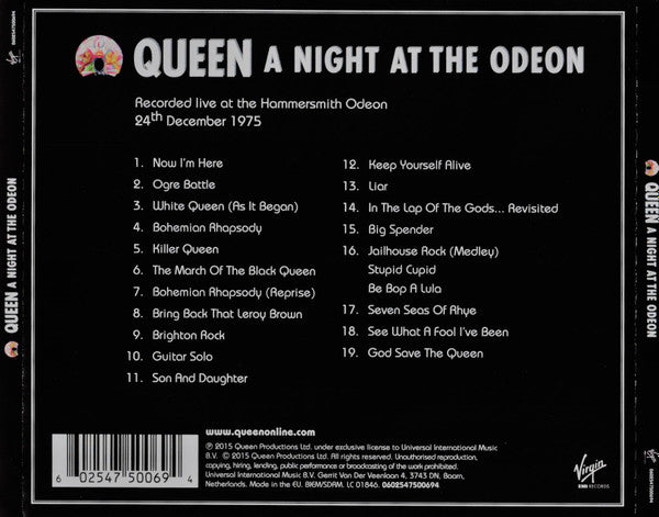 Queen - A Night at the Odeon (2015 Live CD) Mint