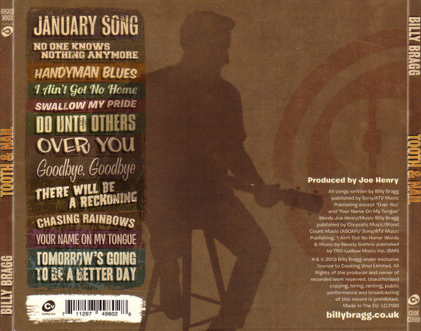 Billy Bragg - Tooth & Nail (2013 CD) VG+