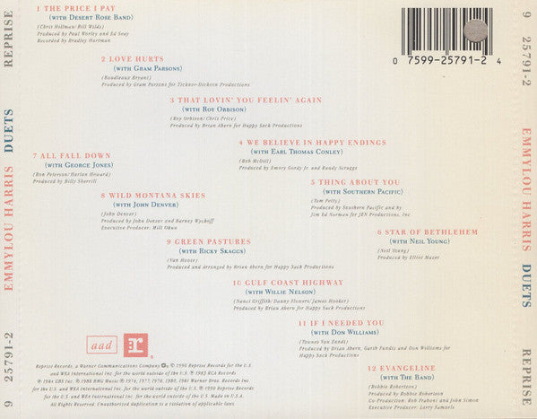Emmylou Harris - Duets (1990 US CD) NM