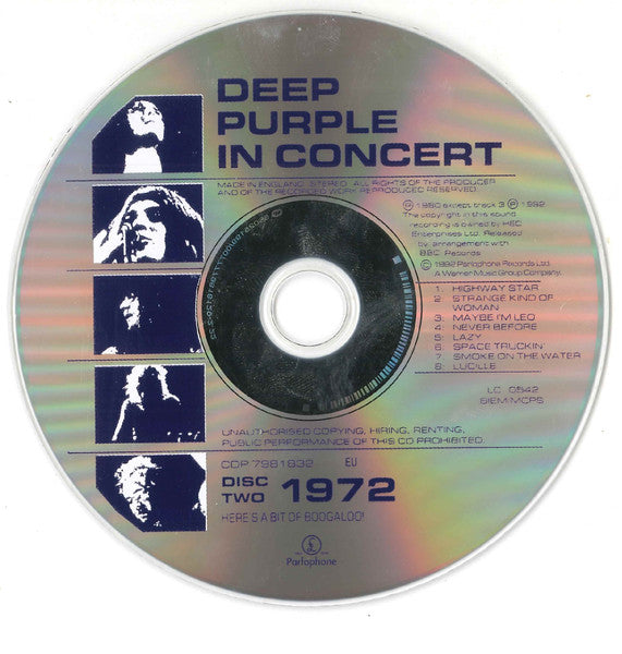 Deep Purple - In Concert (1992 DCD) VG+