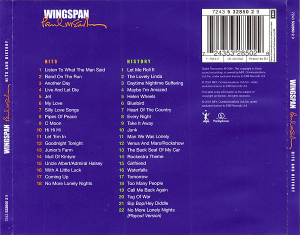 Paul McCartney - Wingspan~Hits and History (2001 Lenticular DCD) Mint