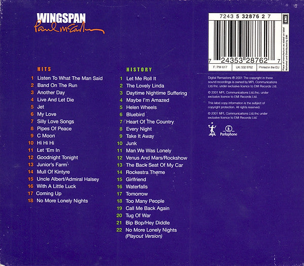 Paul McCartney - Wingspan~Hits and History (2001 Lenticular DCD) Mint