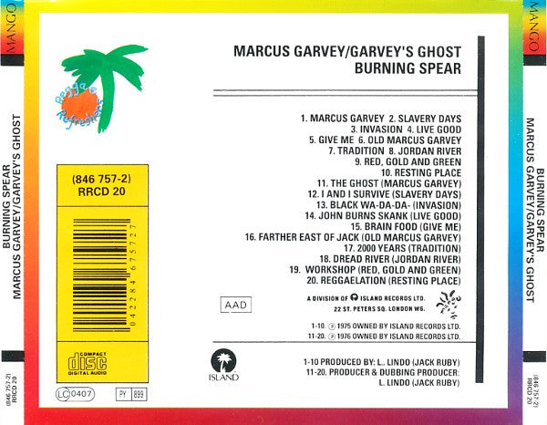 Burning Spear - Marcus Garvey / Garvey's Ghost (2009 CD) VG+