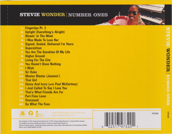 Stevie Wonder - Number Ones (2007 CD) Mint