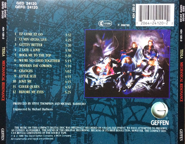 Tesla - Mechanical Resonance (1986 CD) VG+