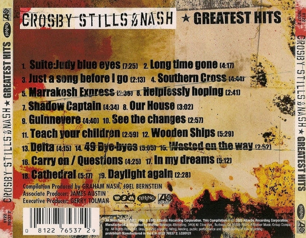 Crosby Stills & Nash [CSN] - Greatest Hits (2005 CD) NM