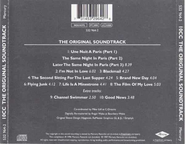 10cc - The Original Soundtrack (1997 Remastered CD + Bonus) NM