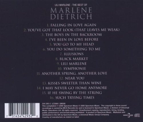 Marlene Dietrich - Lili Marlene ~ Best of (2000 CD) NM