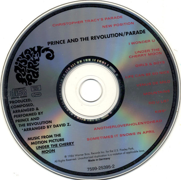 Prince - Parade ~ Music from the film Under the Cherry Moon (1992 CD) NM