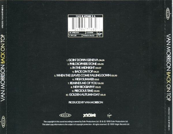 Van Morrison - Back on Top (1999 CD) Mint
