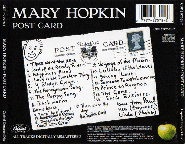 Mary Hopkin - Post Card (1991 US Apple CD) Mint