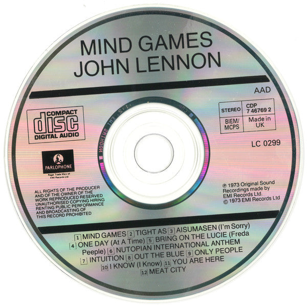 John Lennon - Mind Games (1987 UK Swindon CD) NM