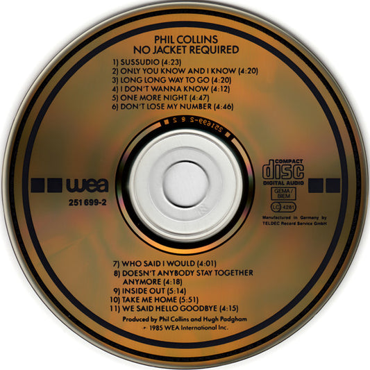 Phil Collins - No Jacket Required (Rare German Gold CD) VG+