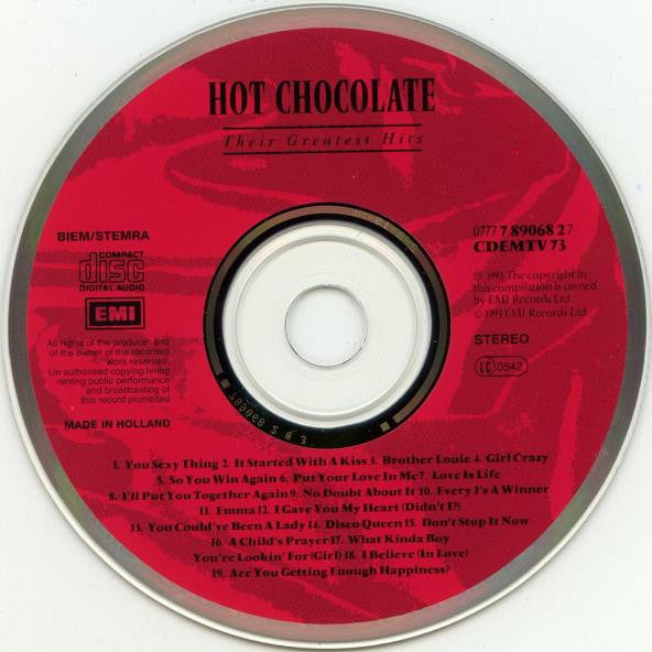 Hot Chocolate - Their Greatest Hits (1993 CD) NM