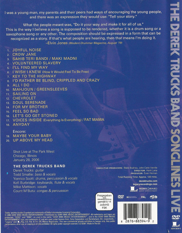Derek Trucks Band - Songlines Live (5.1 Audio DVD) NM
