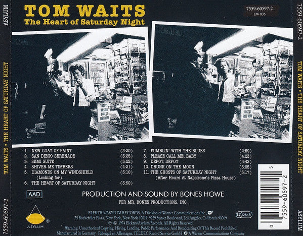 Tom Waits - The Heart of Saturday Night (1999 CD) NM