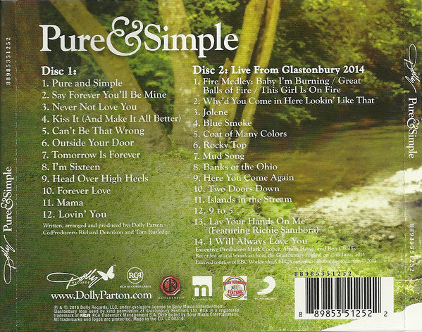 Dolly Parton - Pure & Simple (2016 2 CD Set) Sealed