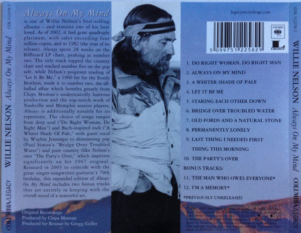 Willie Nelson - Always on my Mind (2003 CD) NM