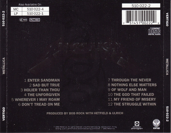 Metallica - Metallica (1991 CD) Mint