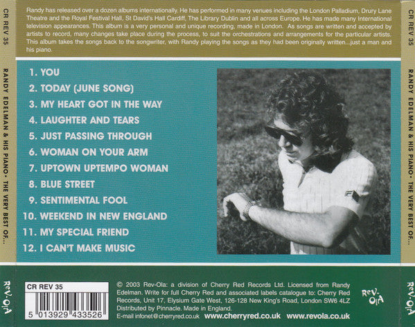 Randy Edelman - and his Piano ~ Very Best of (Rare UK 2003 CD) Mint