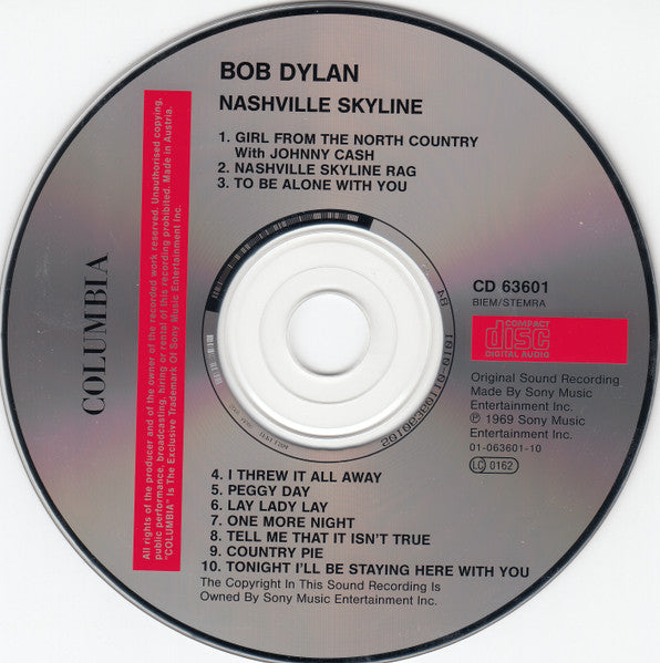 Bob Dylan - Nashville Skyline (1988 CD) Mint