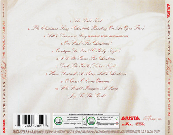Whitney Houston - One Wish [The Holiday Album] (2007 Xmas CD) NM