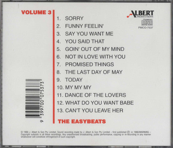 Easybeats - Volume 3 (Rare 1989 Australian CD) NM