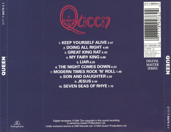 Queen - Queen (1994 Digital Remaster Series CD) NM