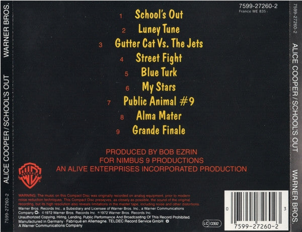 Alice Cooper - School's Out (1990 CD) NM