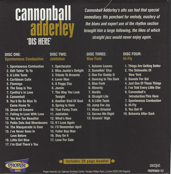Cannonball Adderley - 'Dis Here' (2011 4 x CD Box Set) NM