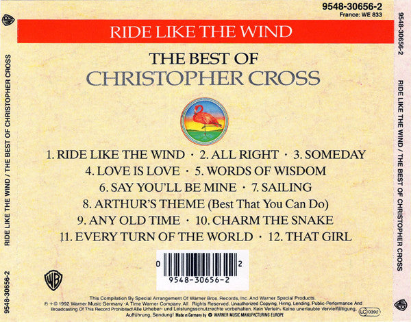 Christopher Cross - The Best of ~ Ride Like the Wind (1992 CD) Mint