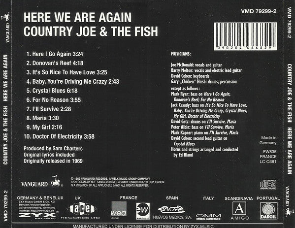 Country Joe and the Fish - Here We Are Again (1994 CD) Mint