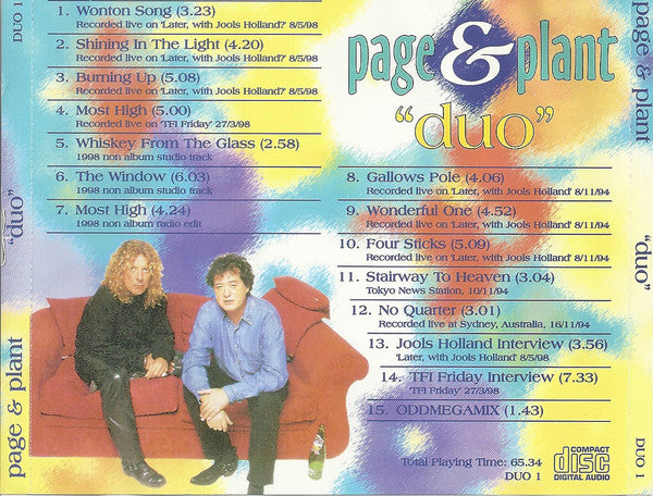 Jimmy Page & Robert Plant - Duo (1998 CD) NM