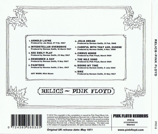 Pink Floyd - Relics (2016 Compilation CD) NM