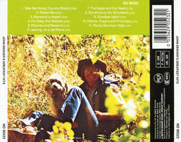 John Denver - Greatest Hits (1990 CD) NM