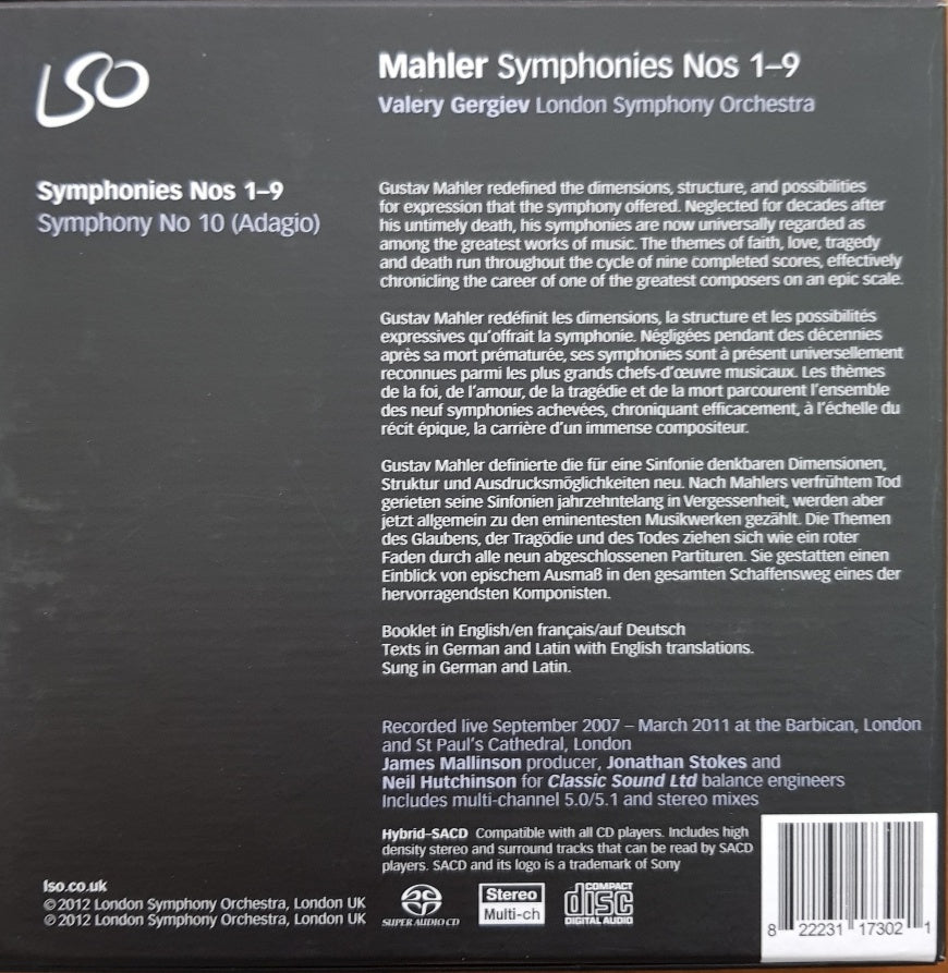 Gustav Mahler - Symphonies Nos 1-9 (10 x SACD Box Set) NM – Music-CD